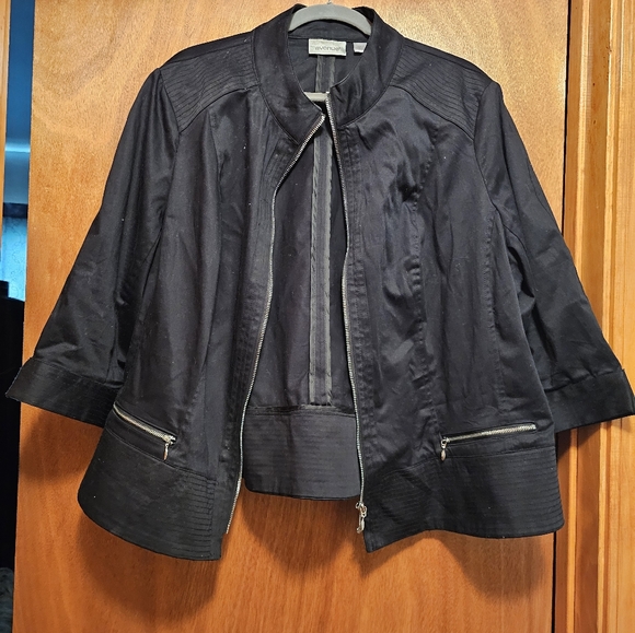 Black structured jacket with silver zippers -Avenue sz 22/24 - Picture 3 of 3